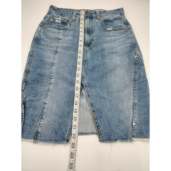 Adriano Goldschmied Distressed Fringe Denim Emery High Rise Skirt Women'… - Picture 6 of 11